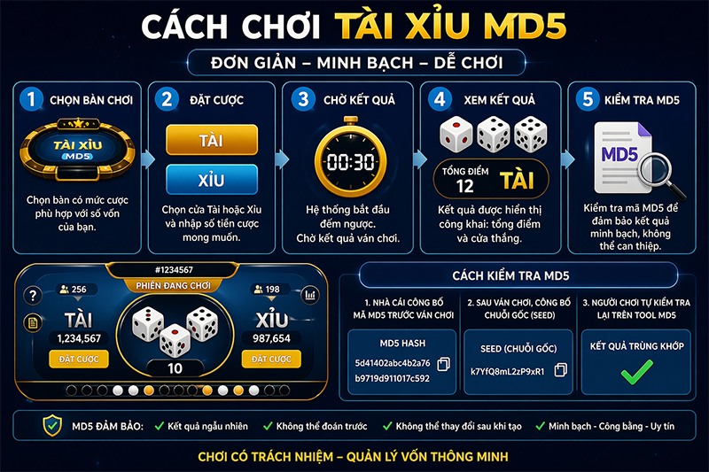 Cách chơi tài xỉu MD5 chi tiết cho người mới